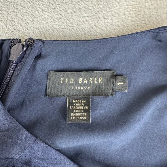 Ted Baker London Navy Blue Long Midi Dress Women’s Size 1 - Picture 2 of 15